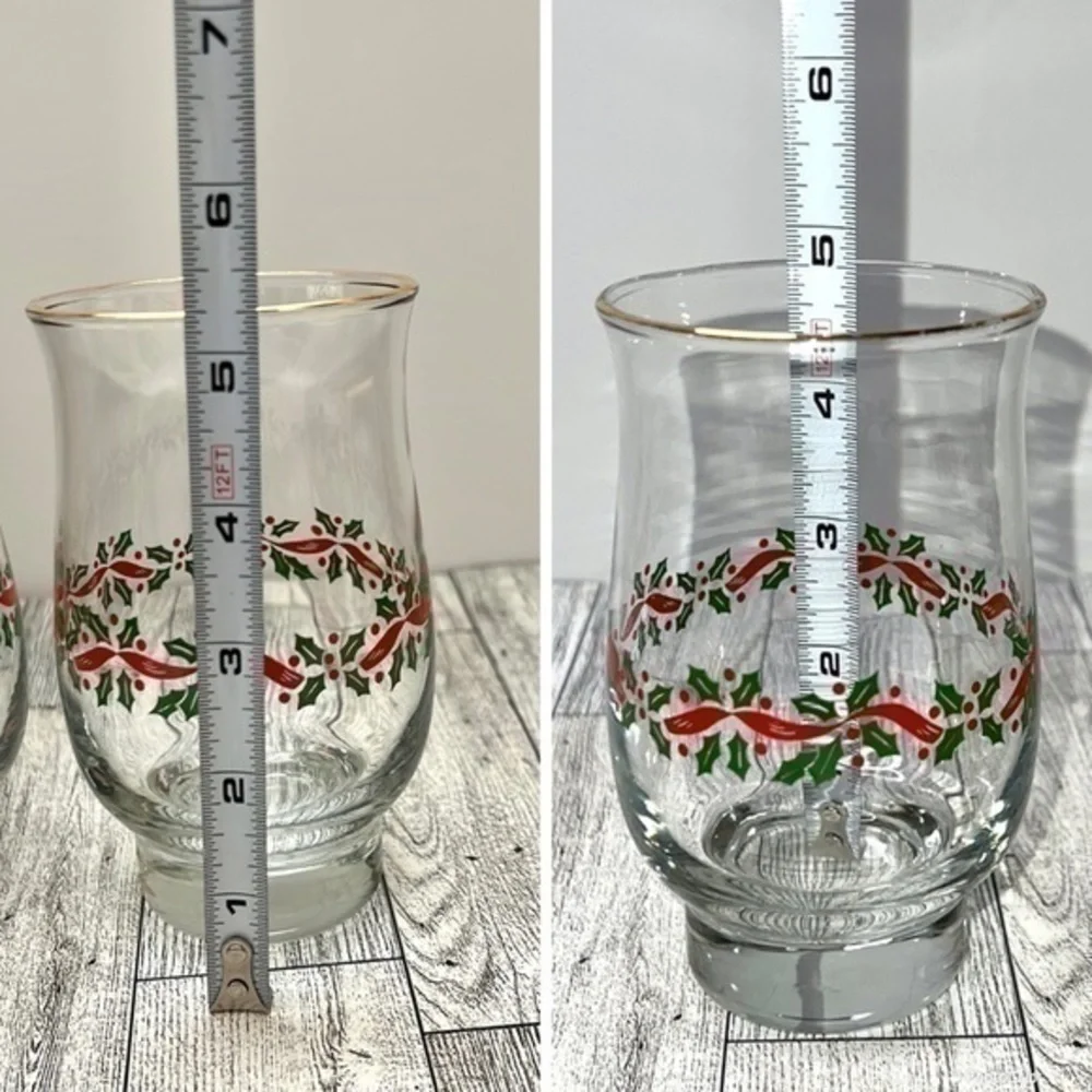 Libbey Holly Berry Gold Rim Glasses Set of 2